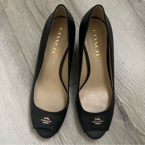 Coach Gala Semi Matte Open Toe Black Slip-On